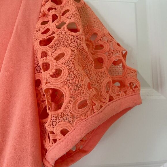Coral knit sleeves top Shirt Blouse - Picture 2 of 13